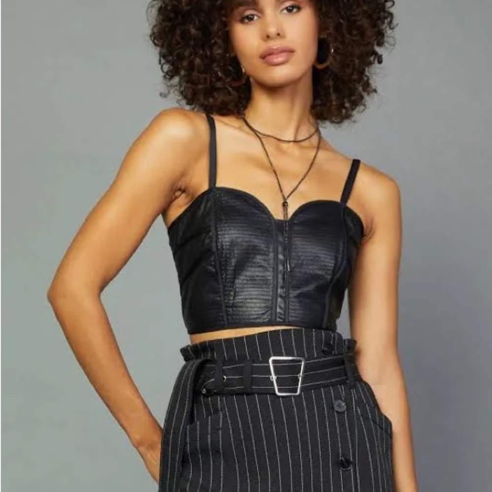 Current Air vegan faux leather bustier tank top bralette black size Medium NWT
